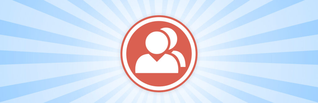 Il logo di BuddyPress, ovvero una icona con due omini stilizzati su sfondo circolare rosso