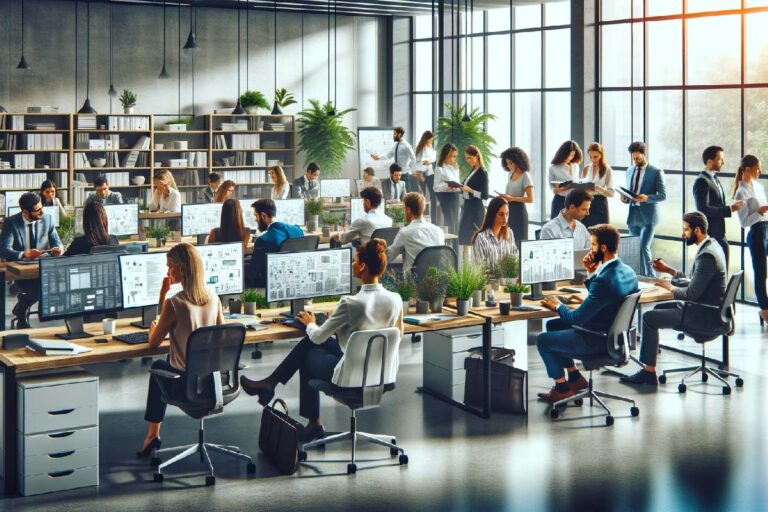 Un team di professionisti al lavoro in un ufficio