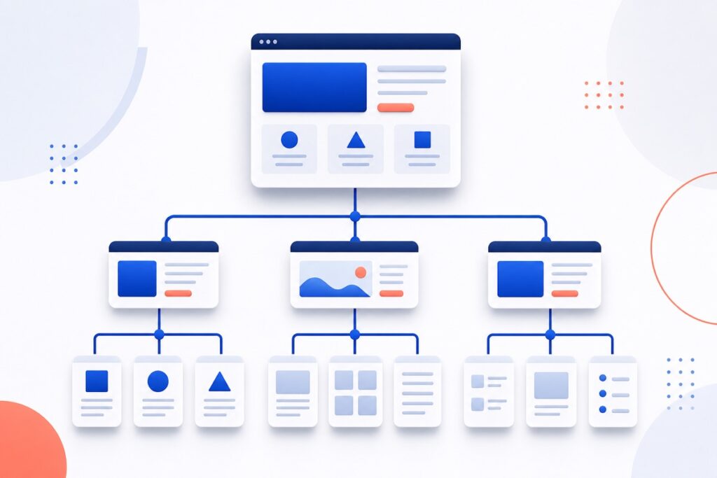 Diagramma dell’alberatura di un sito web con pagine organizzate su più livelli