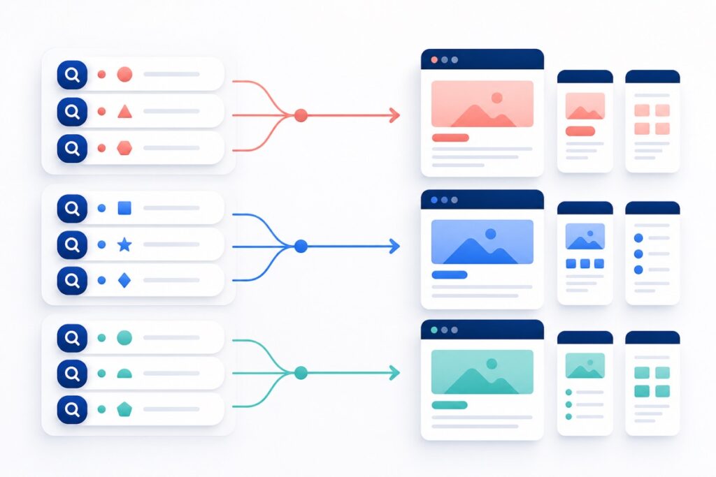Schema di keyword mapping con keyword e intenti assegnati alle pagine del sito